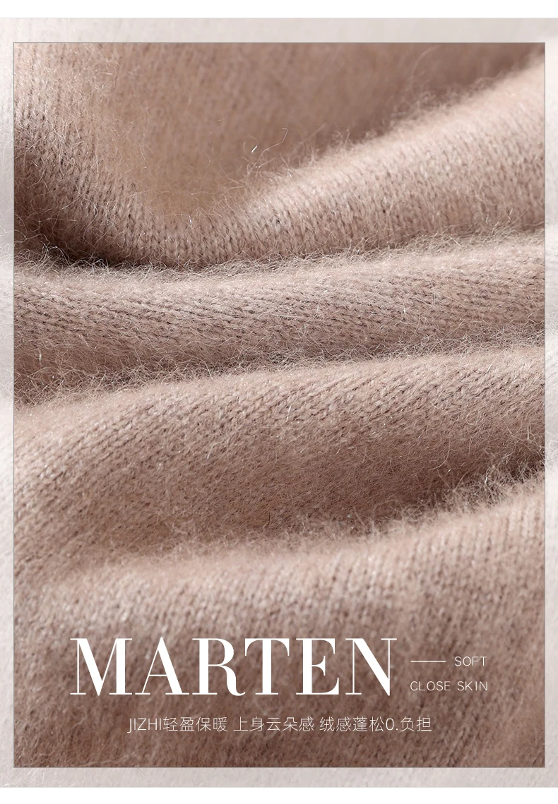 Autumn And Winter New High-End Female Mink Cashmere Sweater Solid Color Long-Sleeved Wool Knit Bottoming Sweater Loose Top