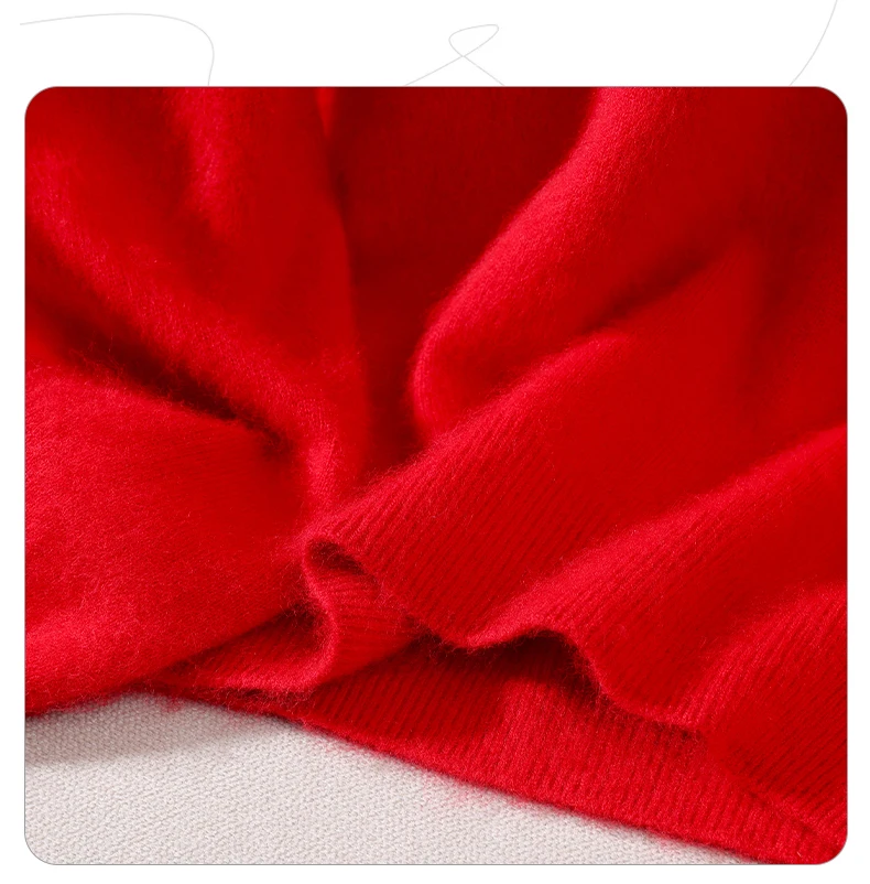 Autumn And Winter New High-End Female Mink Cashmere Sweater Solid Color Long-Sleeved Wool Knit Bottoming Sweater Loose Top