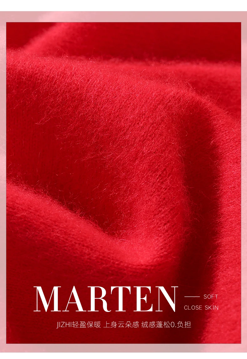 Autumn And Winter New High-End Female Mink Cashmere Sweater Solid Color Long-Sleeved Wool Knit Bottoming Sweater Loose Top