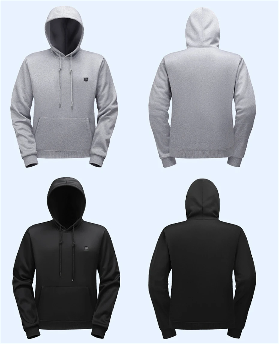 USB Heating Hoodie Men Hooded Heating Knitted Sweatshirt 17 Zones Electric Heated Hoodies Autumn Winter Warm Hoodies Male