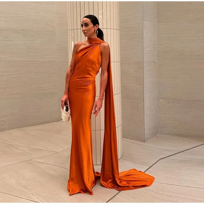 Elegant Women's Satin Ribbon Halter Long Dress Sexy Sleeveless Backless Maxi Dresses Wedding Guest Evening Party Gown Green Blue