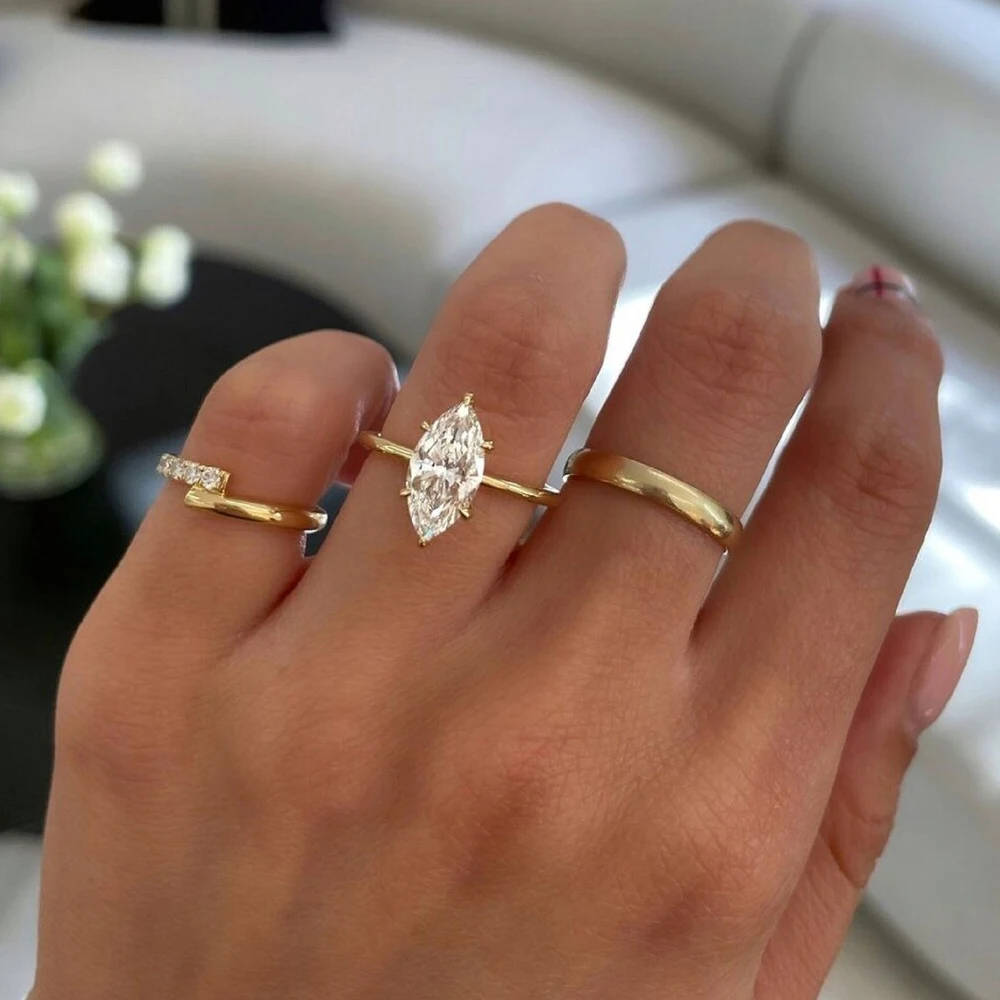 1CT 2CT 3CT Marquise Cut Solitaire Moissanite Engagement Ring For Women 925 Sterling Silver 6 Prong Wedding Band With Certified