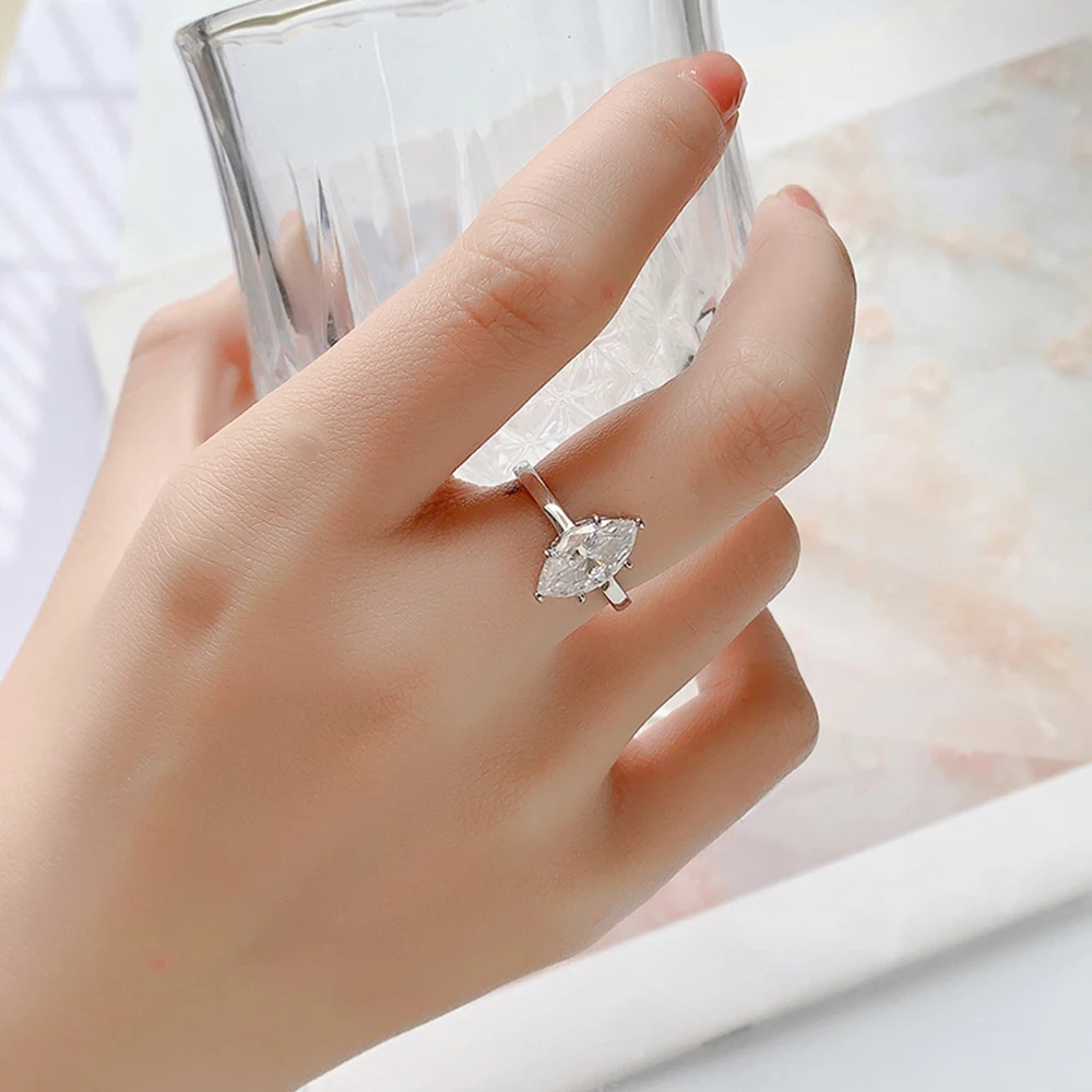 1CT 2CT 3CT Marquise Cut Solitaire Moissanite Engagement Ring For Women 925 Sterling Silver 6 Prong Wedding Band With Certified