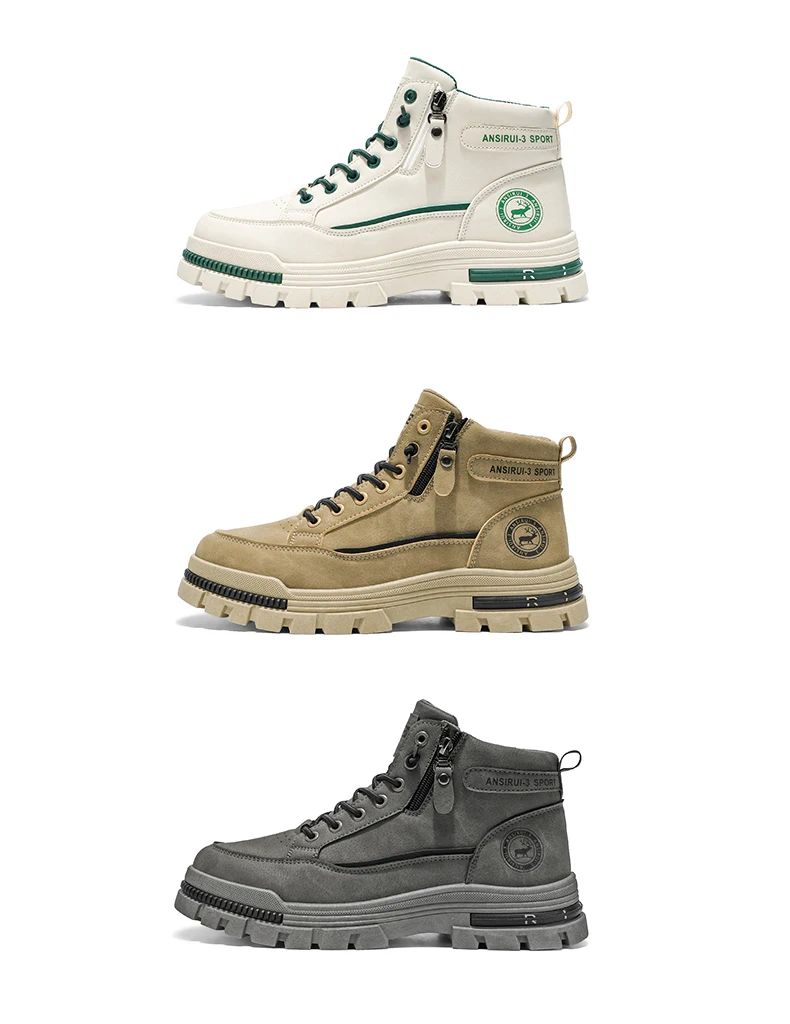 2025 A/W New Men's Mid-High Top Outdoor Work Boots - Zip-Up, Hiking Casual Sports Mountaineering Style