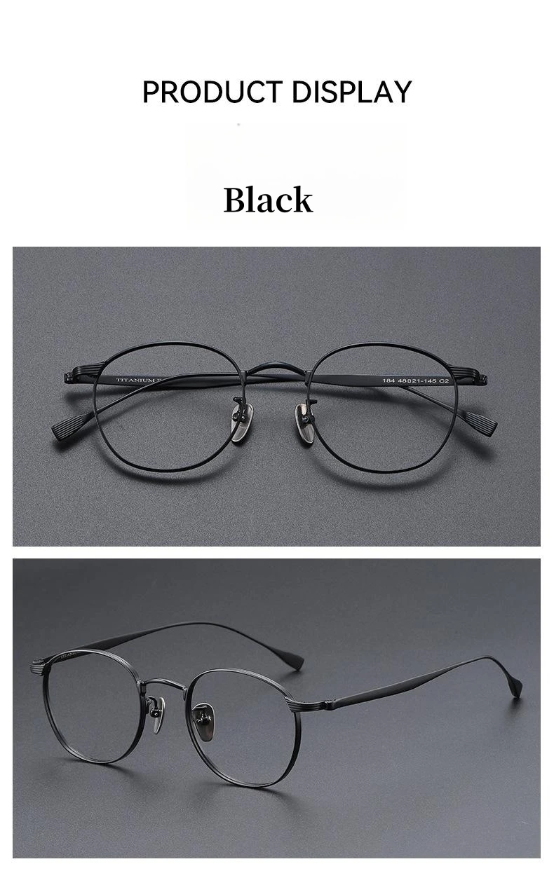 FIRADA Fashion Comfortable Glasses Retro Pure Titanium Eyewear Luxury Optical Prescription Eyeglasses Frame For Men Women 184-C