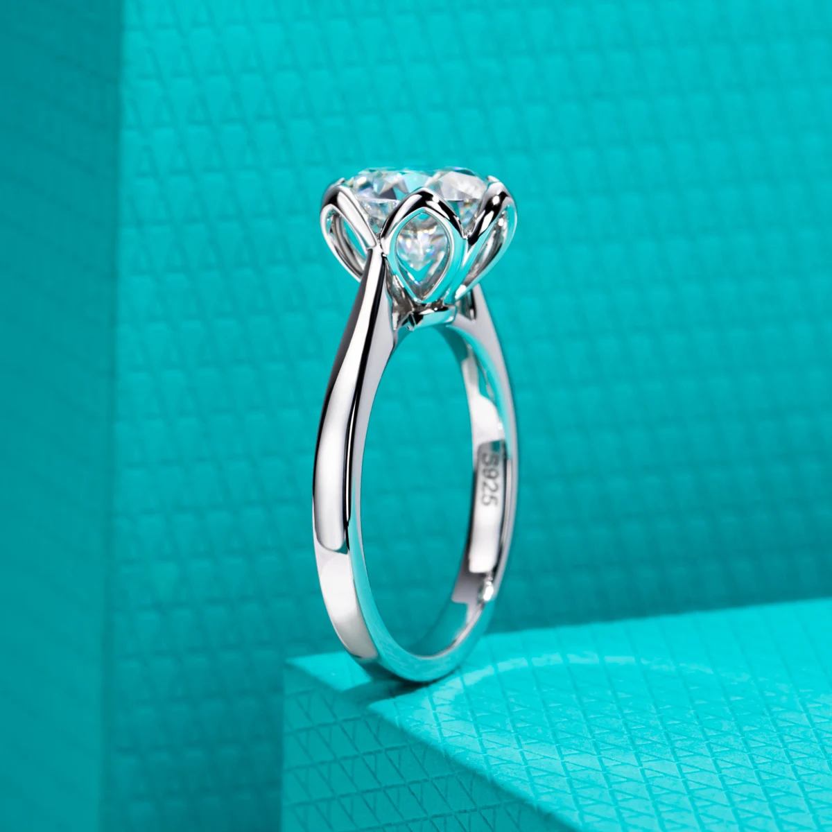 AnuJewel 3ct D Color Moissanite Lotus Engagement Ring 925 Sterling Silver Solitaire Promise Rings for Women Jewelry Gifts