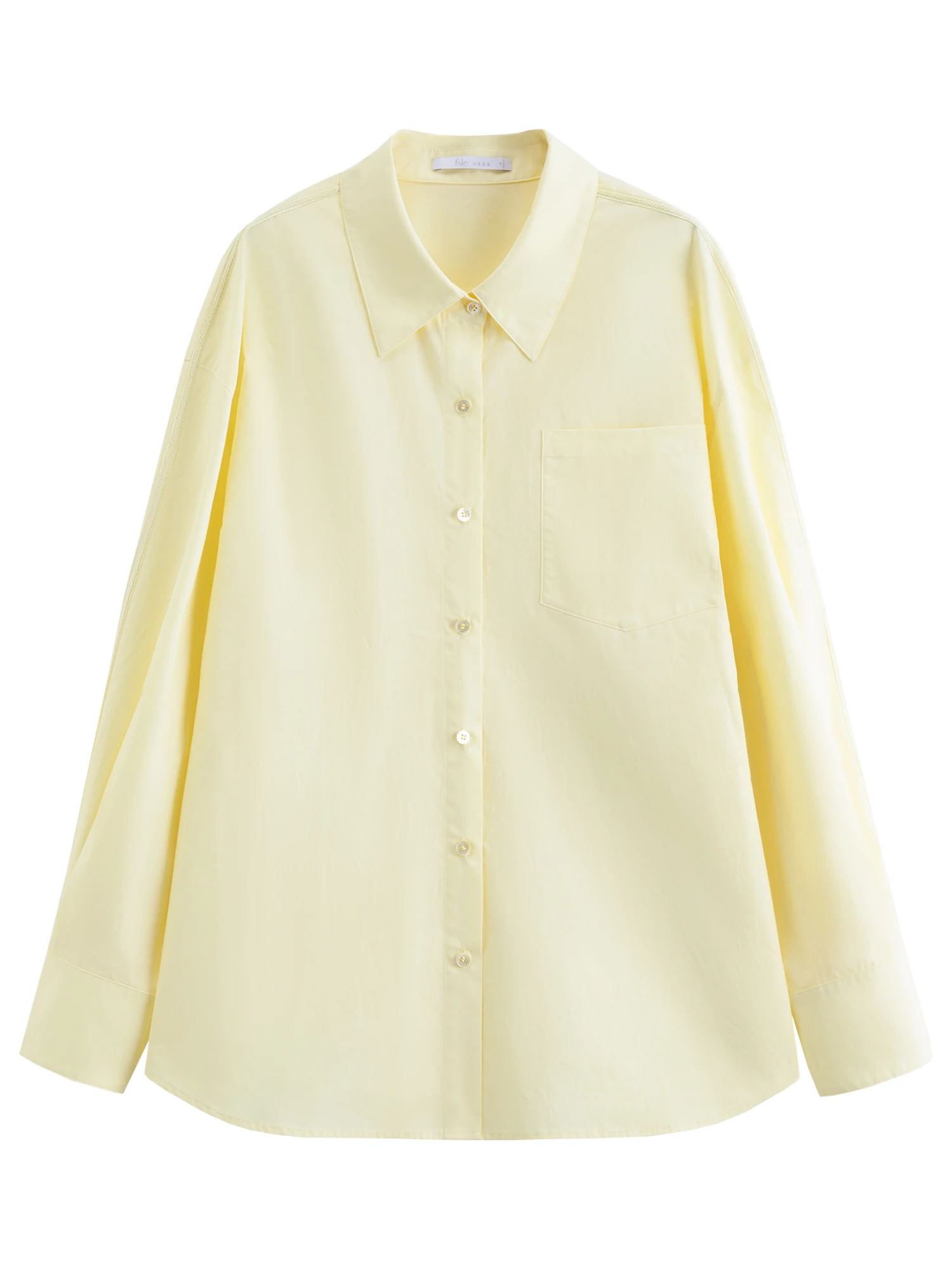 FSLE【Premium Series】Women's French Loose Fit Cotton Shirt Long Sleeve Layering Top with Web Strap Detail Casual Oversized Blouse