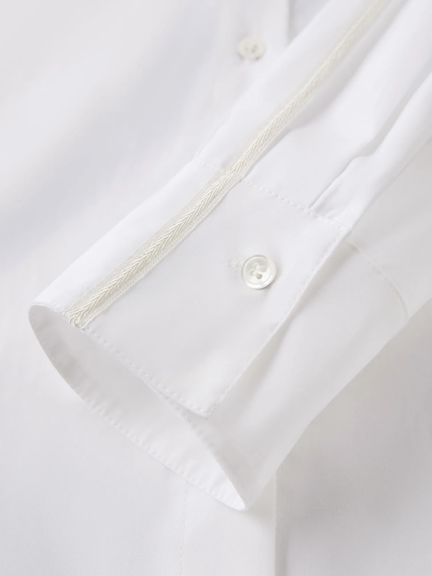 FSLE【Premium Series】Women's French Loose Fit Cotton Shirt Long Sleeve Layering Top with Web Strap Detail Casual Oversized Blouse