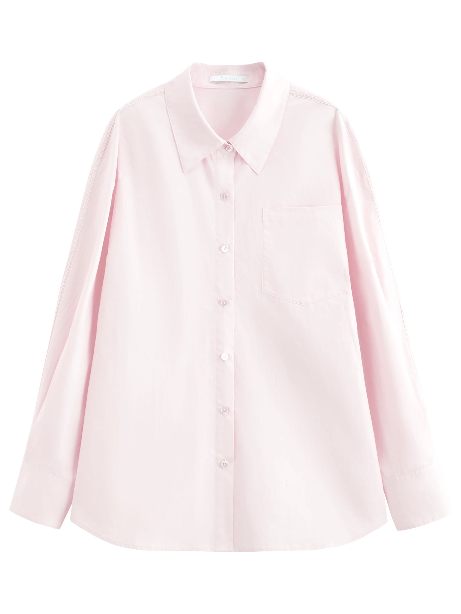 FSLE【Premium Series】Women's French Loose Fit Cotton Shirt Long Sleeve Layering Top with Web Strap Detail Casual Oversized Blouse