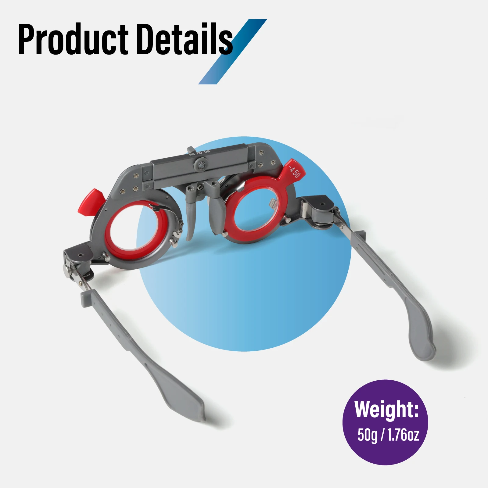 Optical Adjustable Trial Lens Frame - Titanium Material, Super Lightweight Full Function Optometry Frame (PD: 54-70mm)