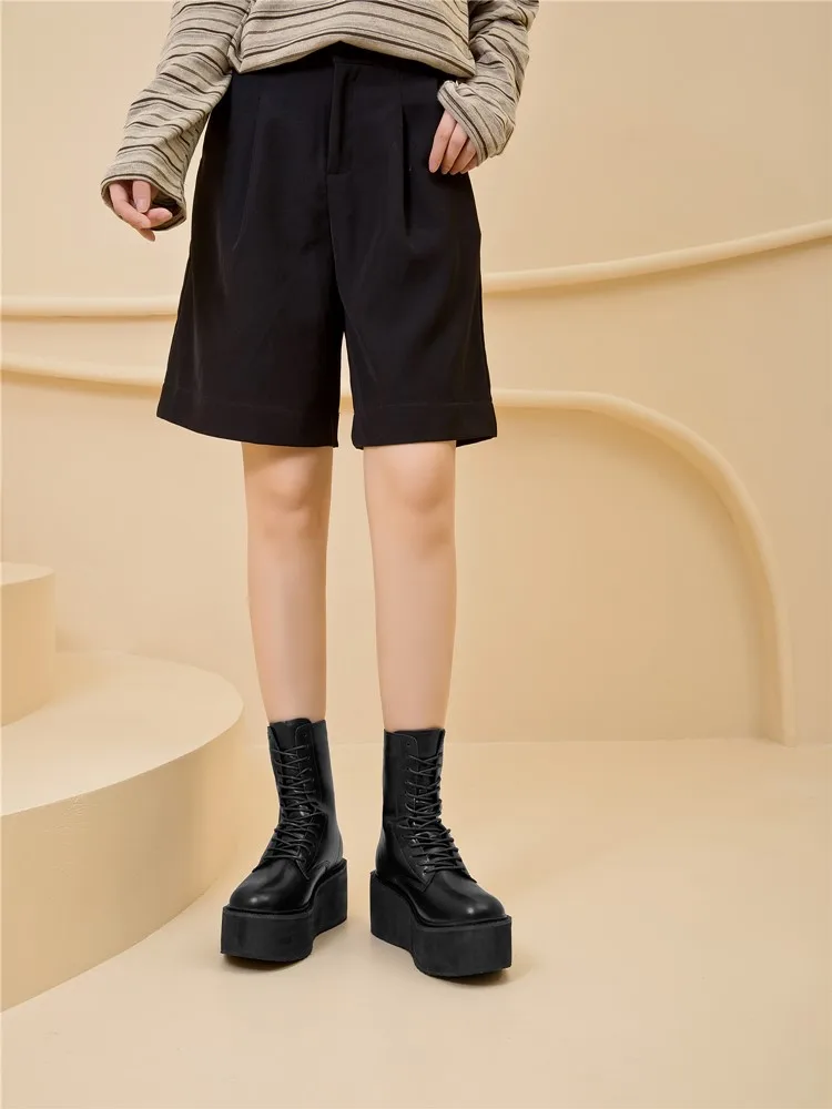 Women's Ankle Boots and Booties Non-slip Thick-soled Fall and Winter Women Boots Retro Height Enhancer Female Motorcycle Boots