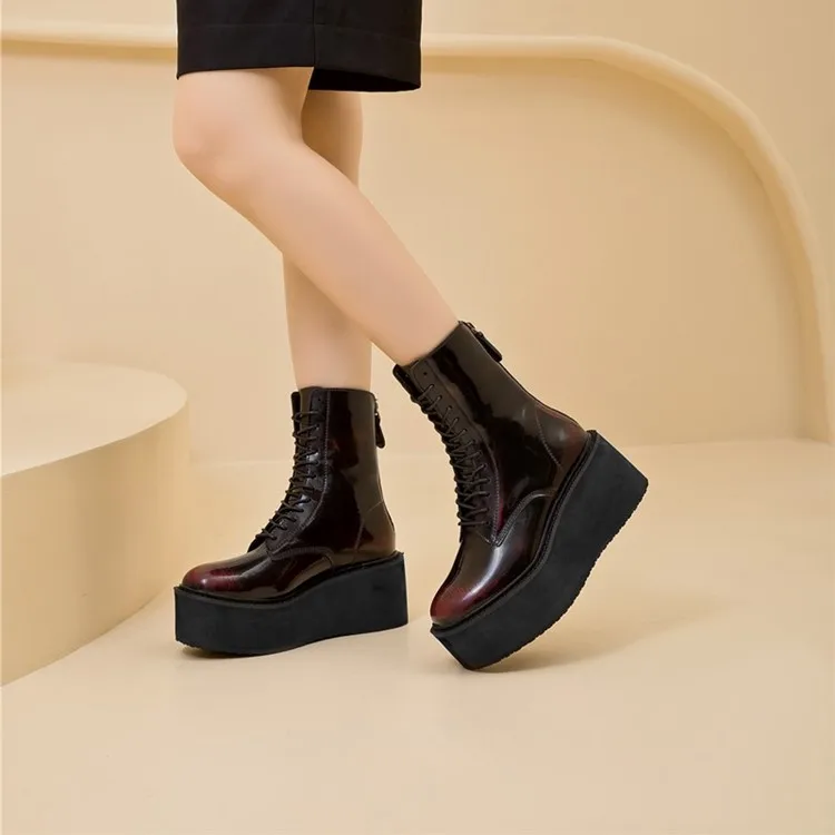 Women's Ankle Boots and Booties Non-slip Thick-soled Fall and Winter Women Boots Retro Height Enhancer Female Motorcycle Boots