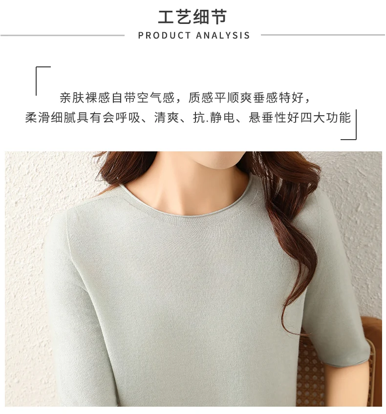WinvyNee Women Worsted Wool Crew Neck Short Sleeve Pullover Spring Autumn Everyday Knit Basic Garment Soft Casual Wear A1757009