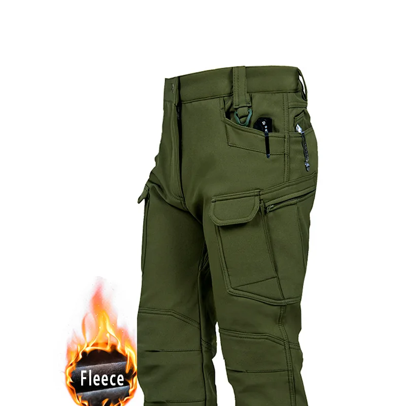 Outdoor Assault Pants with Thickened Fleece for Men Waterproof and Warm Various Colors of Casual Work Pants Hiking Pants
