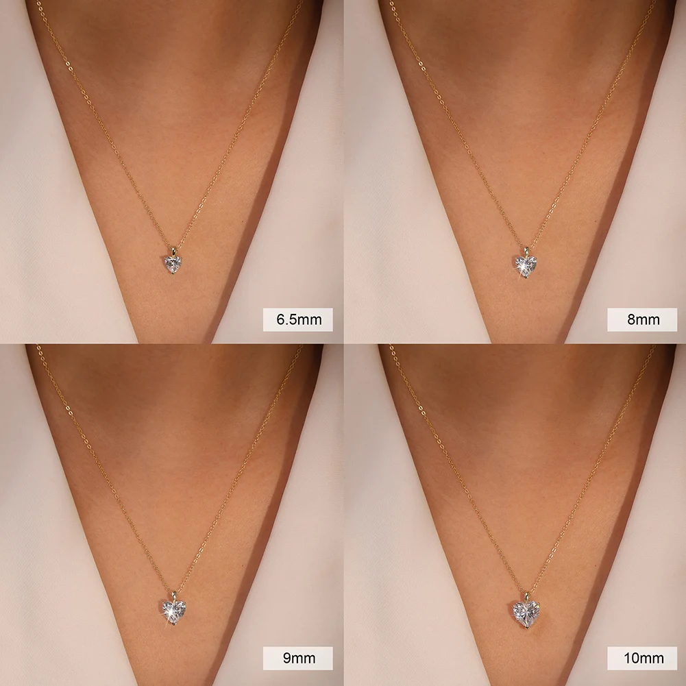 Rinntin Moissanite Diamond Heart Pendant 1-4CT 925 Sterling Silver Chain Necklace Party Choker Fine Jewelry Accessories SMON08