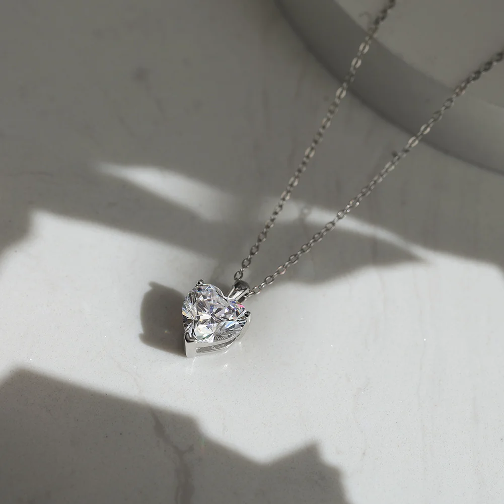 Rinntin Moissanite Diamond Heart Pendant 1-4CT 925 Sterling Silver Chain Necklace Party Choker Fine Jewelry Accessories SMON08
