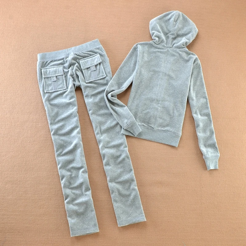 Solid Color Velvet Tracksuit 2025 Women's Zipper Top and Pants Suit Two-Piece Set