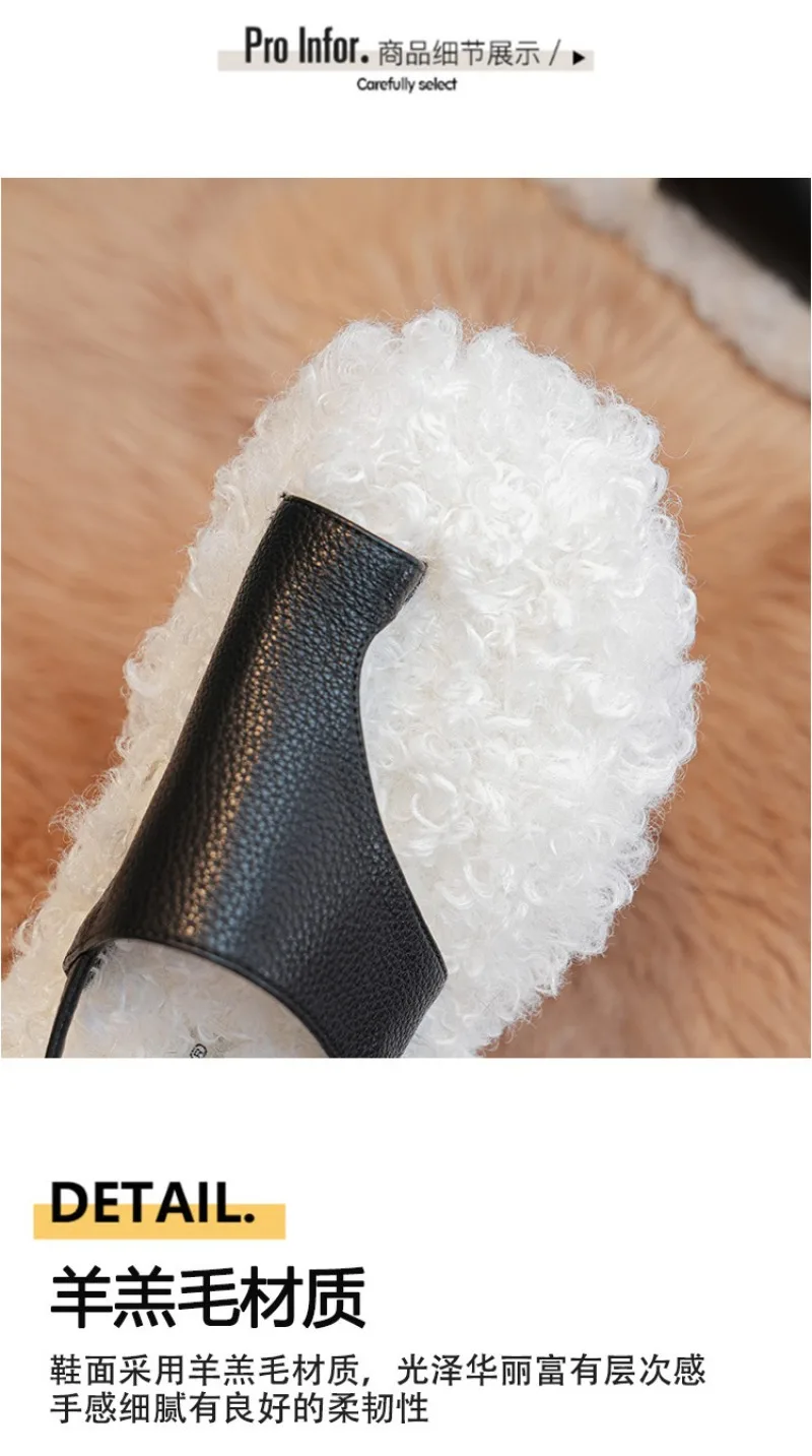 Cozy Warm Fluffy Flat Slippers Women Fashion Clip Toe Back Strap Buckle Designer Shoes 42 Plus Size Flip Flops Zapatos De Mujer