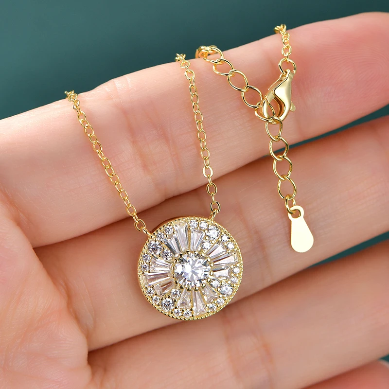 Lnngy Certified 5mm Moissanite Diamond Necklace Niche Light Luxury Round Shape Pendant Necklace for Women ExquisiteBirthday Gift