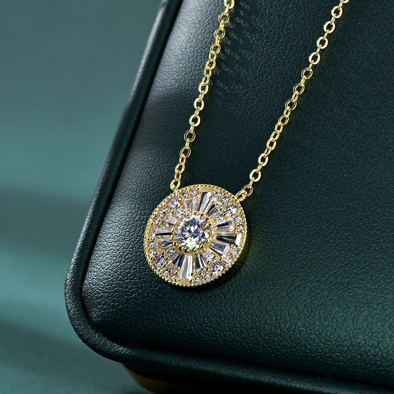 Lnngy Certified 5mm Moissanite Diamond Necklace Niche Light Luxury Round Shape Pendant Necklace for Women ExquisiteBirthday Gift