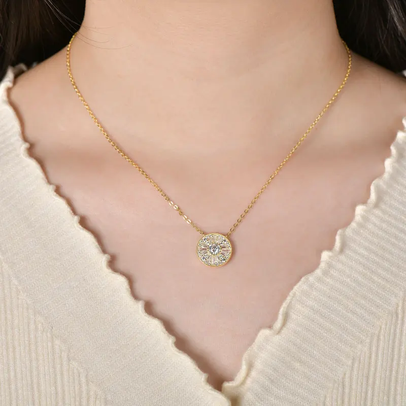 Lnngy Certified 5mm Moissanite Diamond Necklace Niche Light Luxury Round Shape Pendant Necklace for Women ExquisiteBirthday Gift