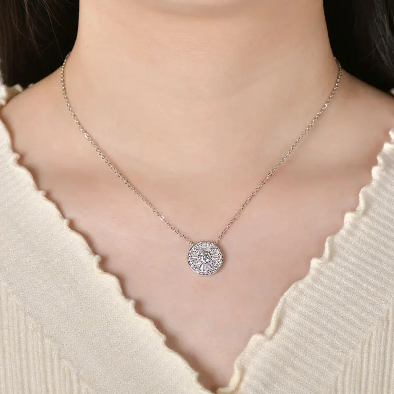 Lnngy Certified 5mm Moissanite Diamond Necklace Niche Light Luxury Round Shape Pendant Necklace for Women ExquisiteBirthday Gift
