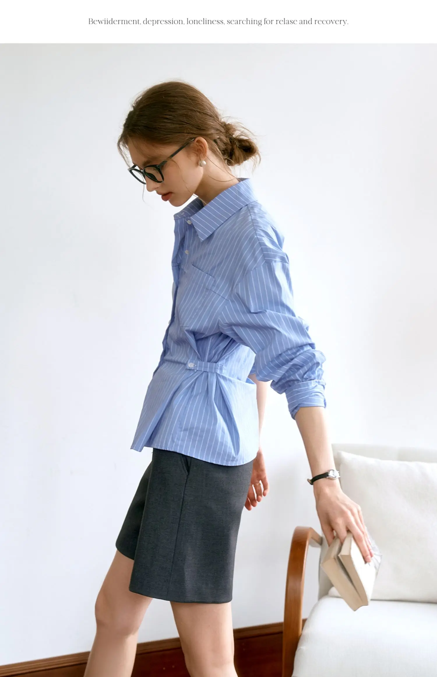 OLrain Woman Fitted Shirts 2026 Spring Fall French Striped Button up Long Sleeve Blouses Commute Women's Clothing O24QC82815