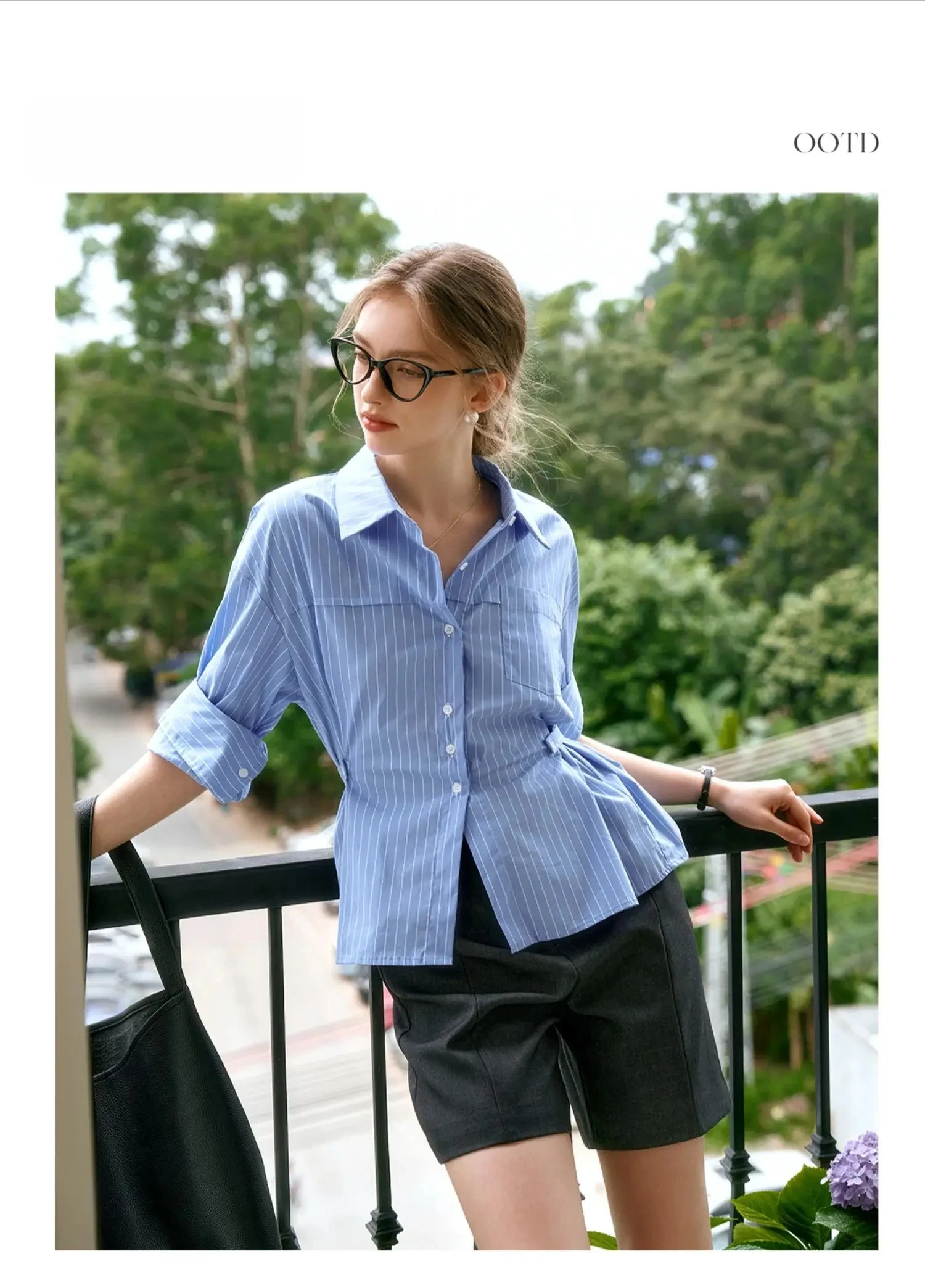 OLrain Woman Fitted Shirts 2026 Spring Fall French Striped Button up Long Sleeve Blouses Commute Women's Clothing O24QC82815