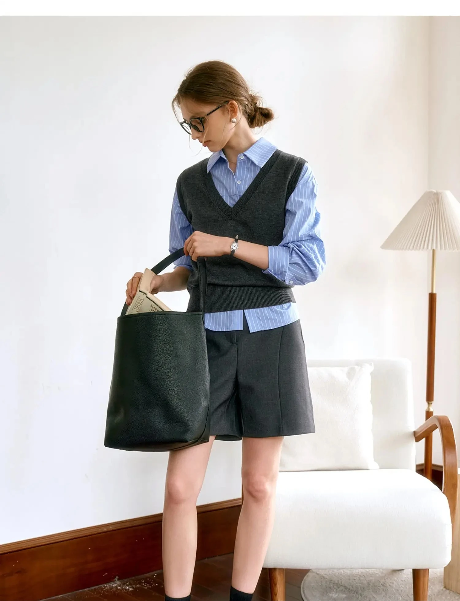 OLrain Woman Fitted Shirts 2026 Spring Fall French Striped Button up Long Sleeve Blouses Commute Women's Clothing O24QC82815