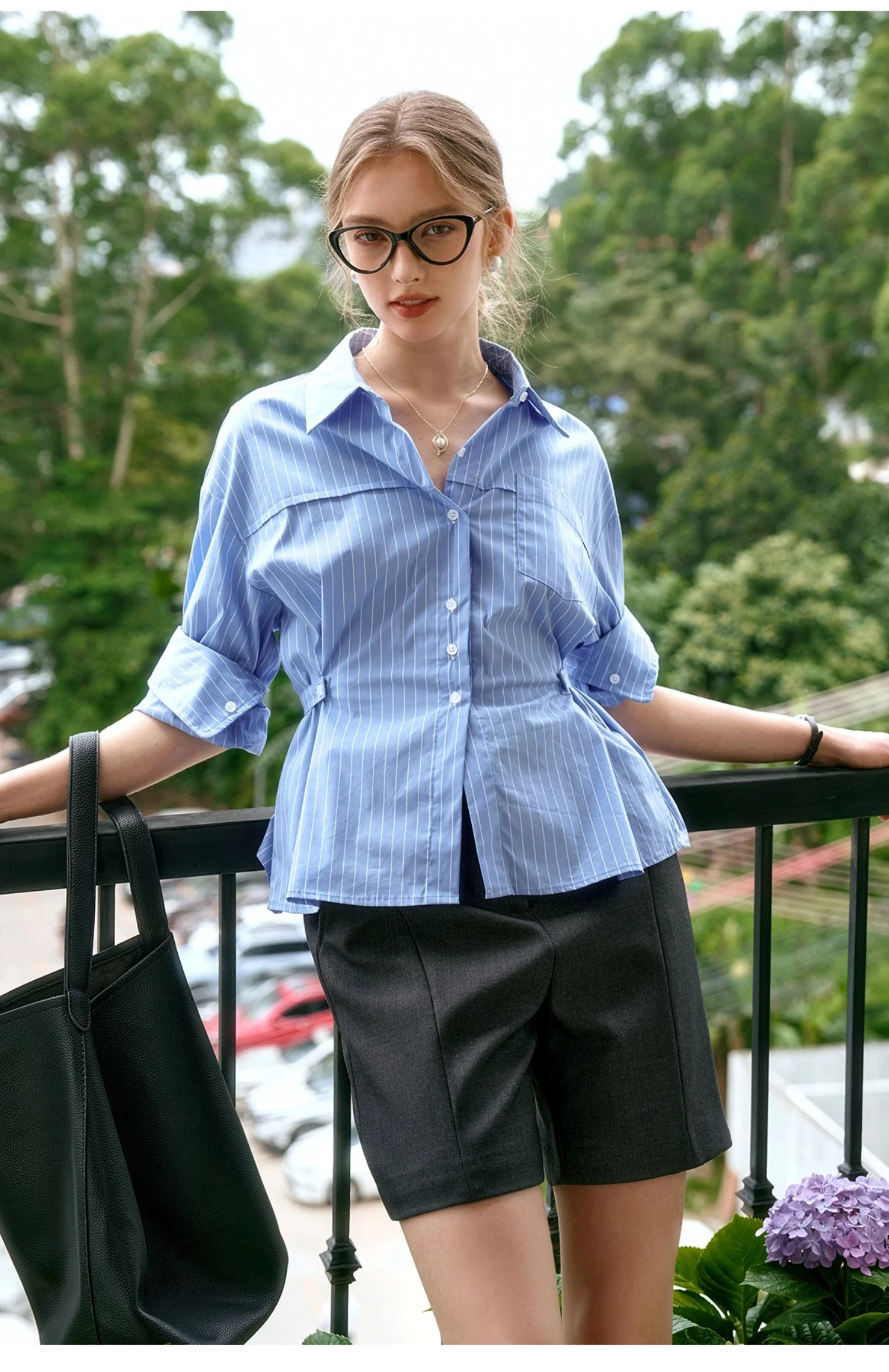 OLrain Woman Fitted Shirts 2026 Spring Fall French Striped Button up Long Sleeve Blouses Commute Women's Clothing O24QC82815