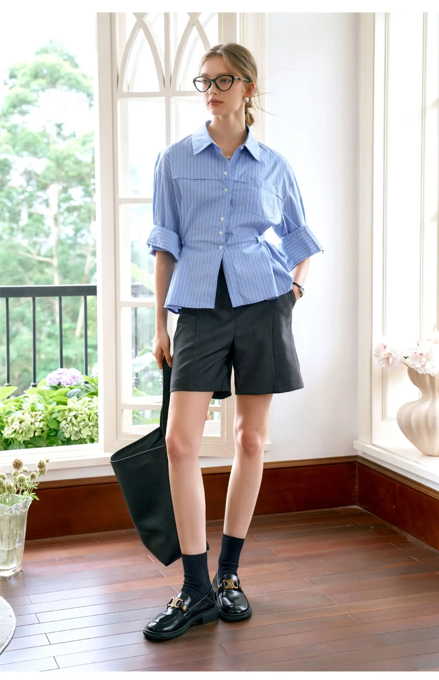 OLrain Woman Fitted Shirts 2026 Spring Fall French Striped Button up Long Sleeve Blouses Commute Women's Clothing O24QC82815
