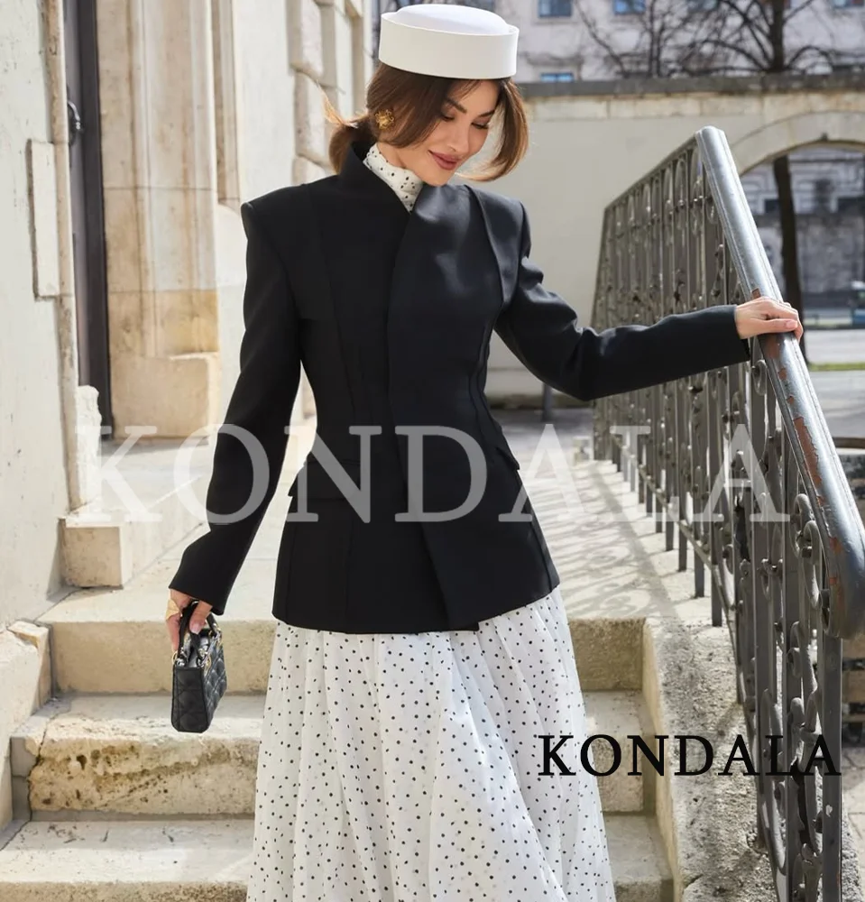 KONDALA Elegant Blazer Women's Commute Blazer Coat 2026 Spring Fall Minimalist Office Lady Party Basic Dinner Slim-Waist Blazer