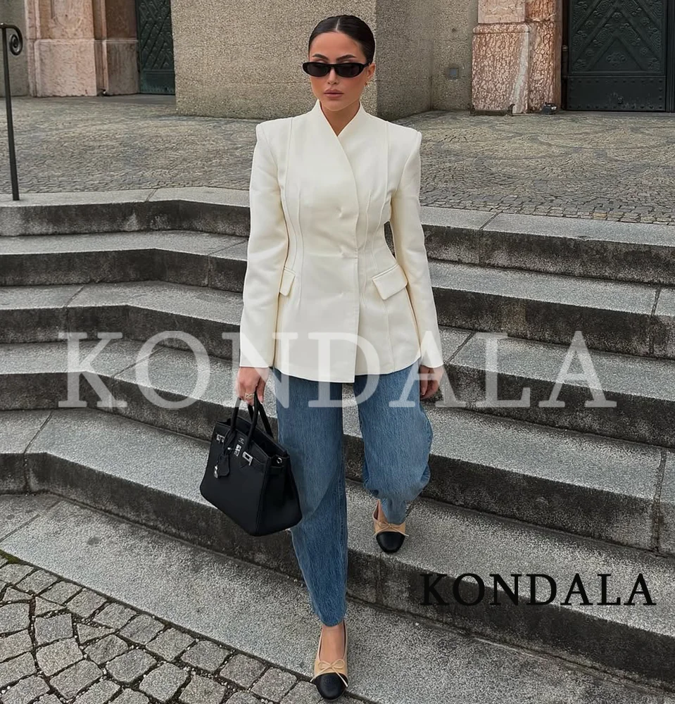 KONDALA Elegant Blazer Women's Commute Blazer Coat 2026 Spring Fall Minimalist Office Lady Party Basic Dinner Slim-Waist Blazer