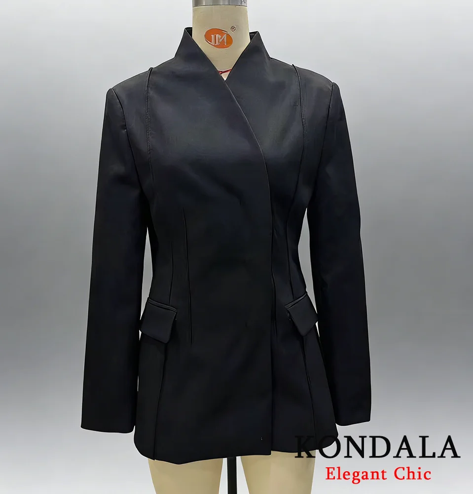 KONDALA Elegant Blazer Women's Commute Blazer Coat 2026 Spring Fall Minimalist Office Lady Party Basic Dinner Slim-Waist Blazer