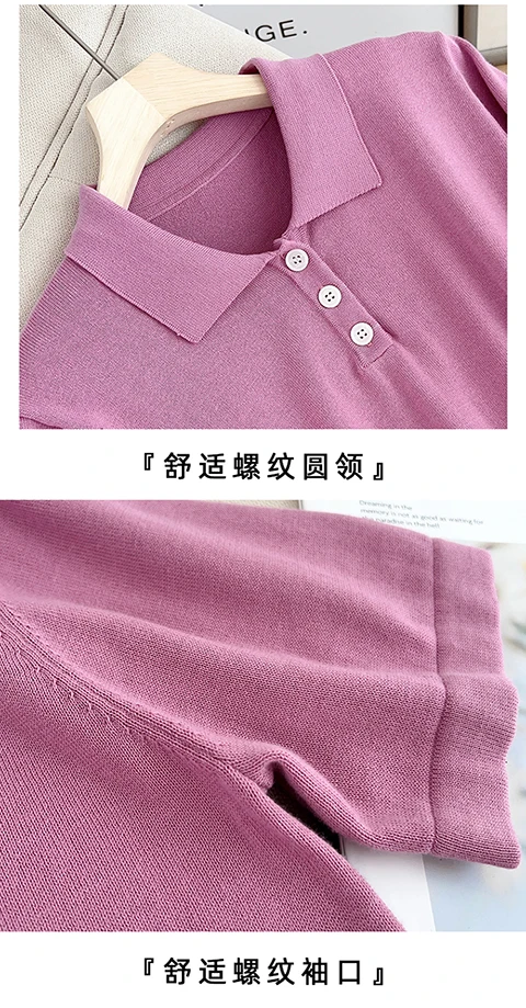 YTFidio 100% Cotton Women POLO Collar Solid Color Three Buttons Luxury Designer Clothing Woman Plus Size Clearance Sale 498