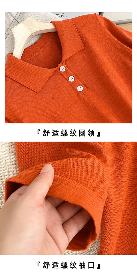 YTFidio 100% Cotton Women POLO Collar Solid Color Three Buttons Luxury Designer Clothing Woman Plus Size Clearance Sale 498