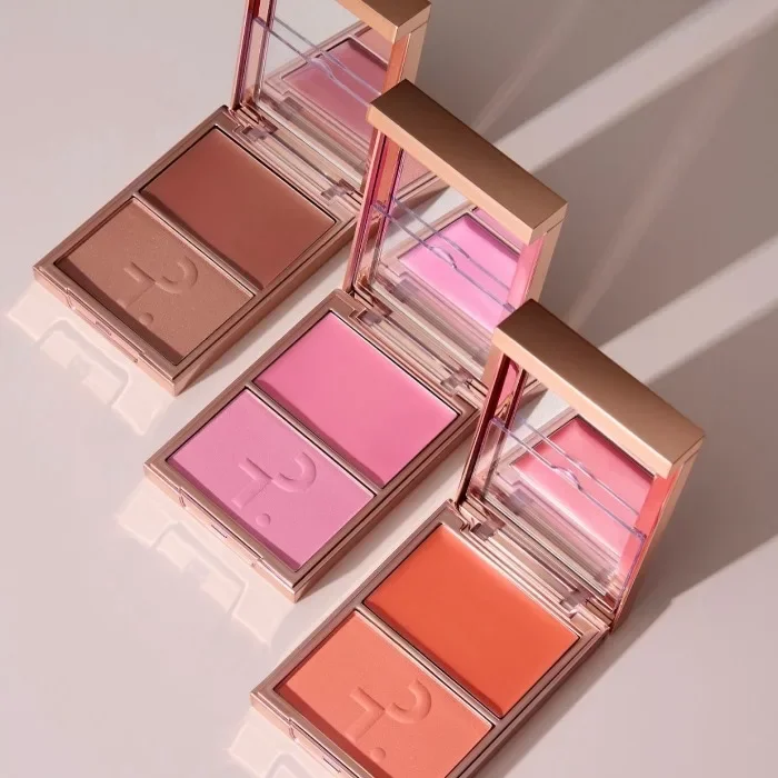 Brand Two-tone Natural Matte Cream Blush Shimmer Contour Blusher Blush Powder Longlasting Waterproof Face Blusher Cosmetics