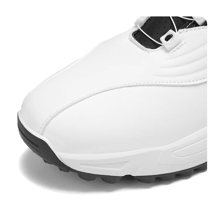 Men Rotary Buckle Golf Shoes Waterproof Leather Air Cushion Non Slip Breathable Training Sneakers 2 Colors