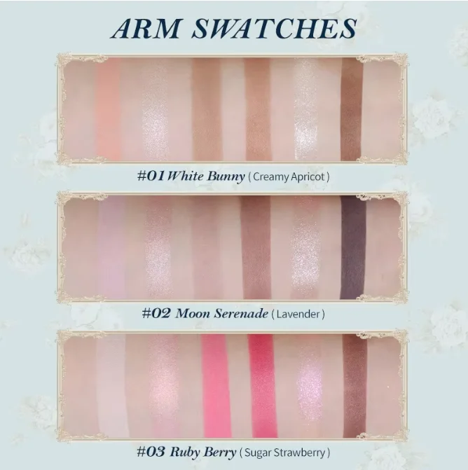 Flowerknows 6 Color Eye Shadow Palette Shell's Jewel Matte Pearl Metallic Glitter Eyeshadow Makeup Long-Wearing for Eyes