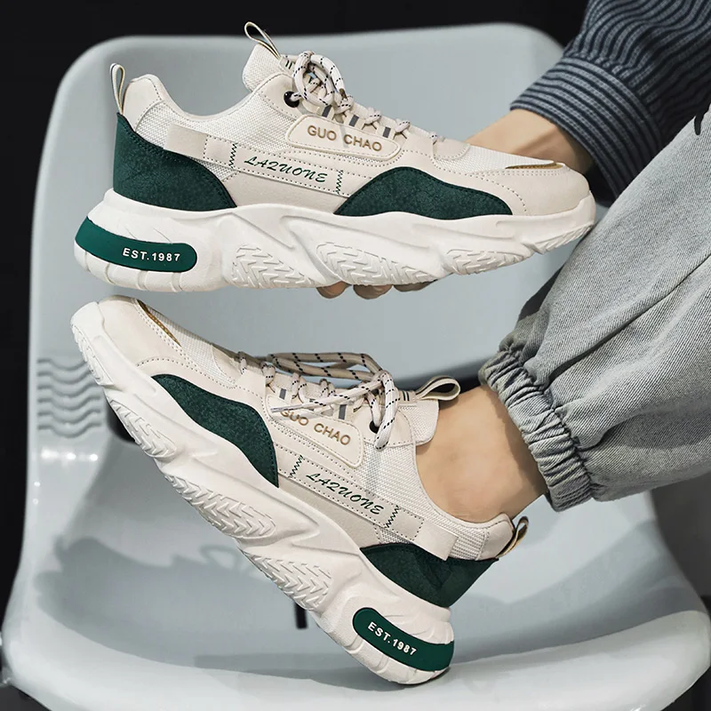 Men'S Retro Casual Sneakers: Comfortable And Grippy Lace-Up Slip-Ons for Outdoor Activities - Suitable for Men'S Spring/Summer/F