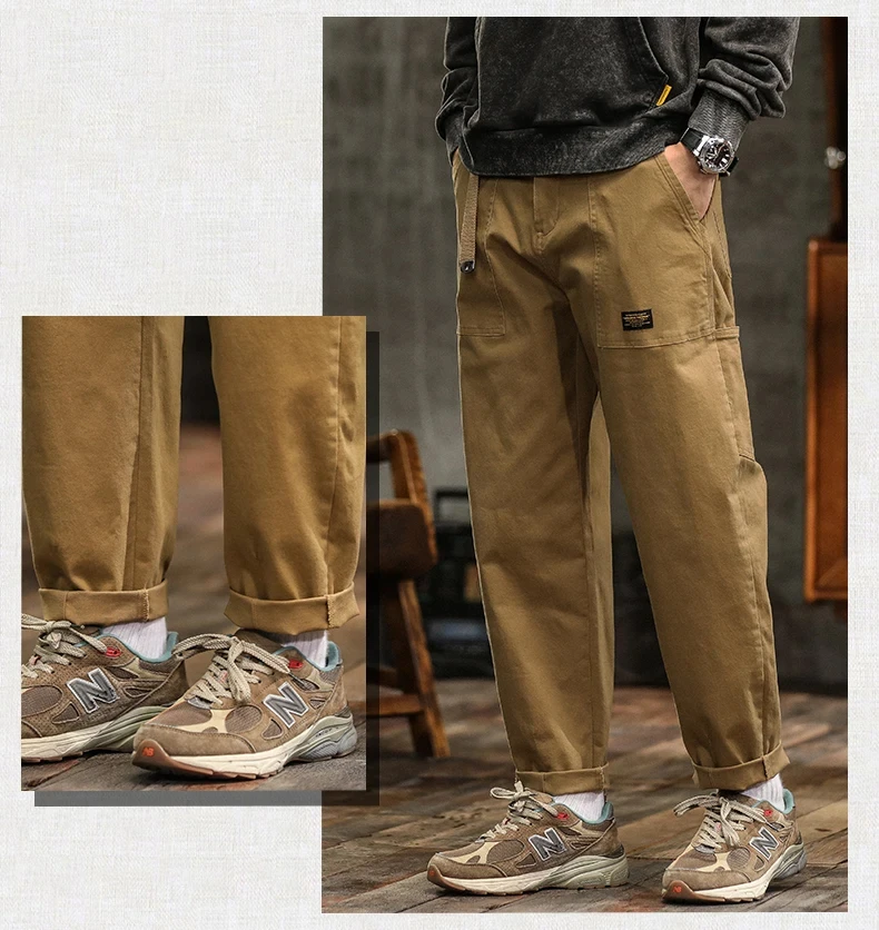 Men's Loose Profile Pants American Vintage Trousers For Men High Waist Army Green Men's Casual Pants Cargo Trousers Male