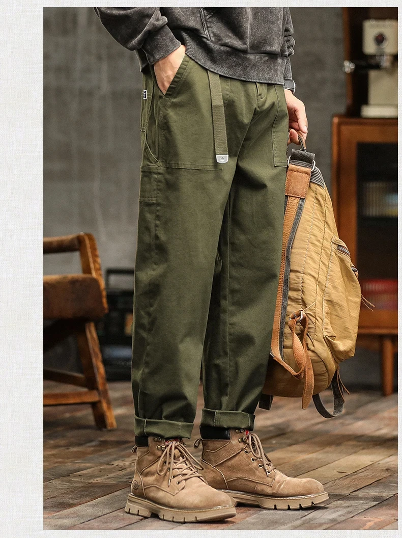 Men's Loose Profile Pants American Vintage Trousers For Men High Waist Army Green Men's Casual Pants Cargo Trousers Male