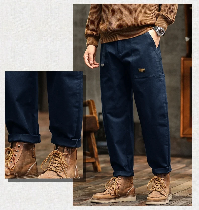 Men's Loose Profile Pants American Vintage Trousers For Men High Waist Army Green Men's Casual Pants Cargo Trousers Male