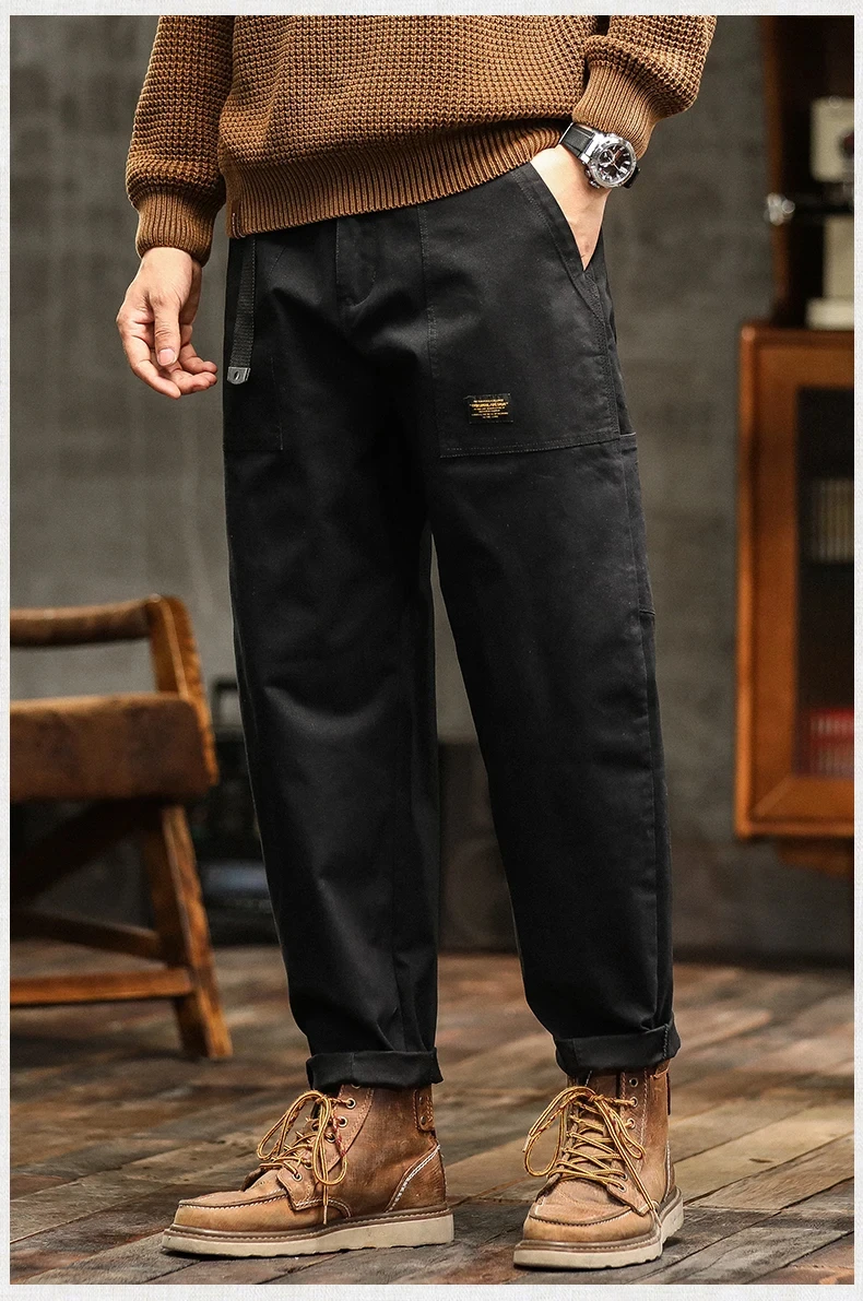 Men's Loose Profile Pants American Vintage Trousers For Men High Waist Army Green Men's Casual Pants Cargo Trousers Male