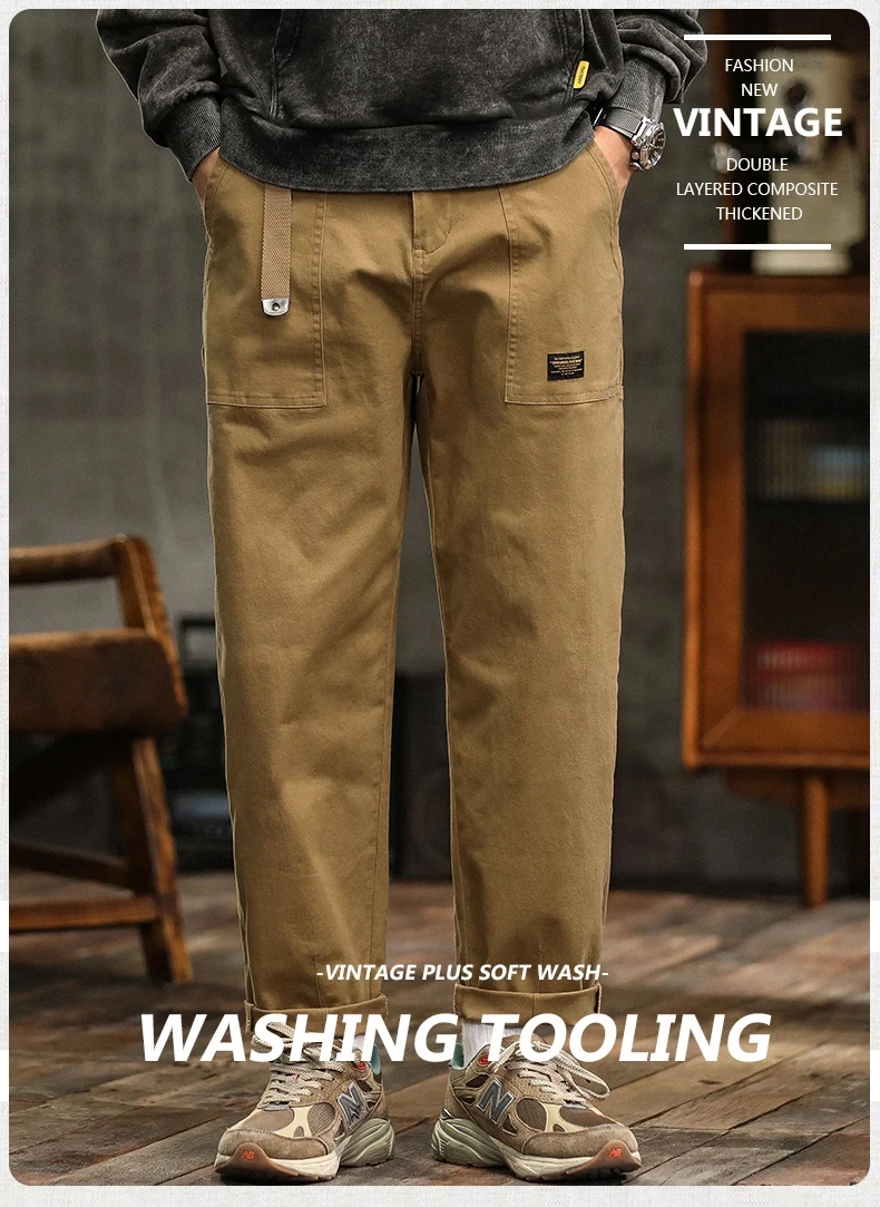 Men's Loose Profile Pants American Vintage Trousers For Men High Waist Army Green Men's Casual Pants Cargo Trousers Male