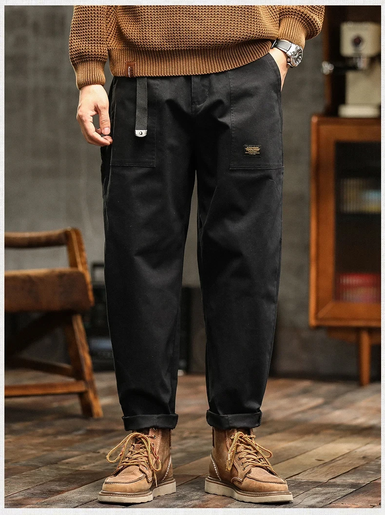 Men's Loose Profile Pants American Vintage Trousers For Men High Waist Army Green Men's Casual Pants Cargo Trousers Male