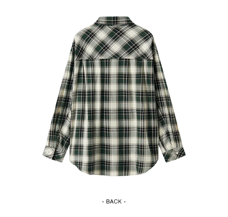 Semir Long Sleeve Shirt Women Oversized Drop Shoulder Plaid Shirt Autumn Chic Loose Retro Casual Stylish Top