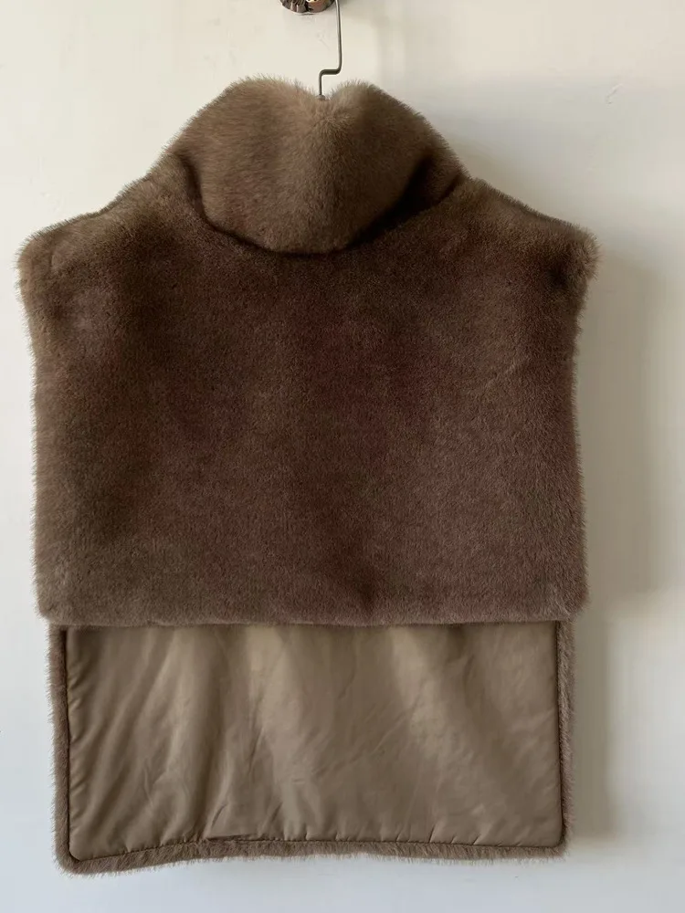 Autumn Winter Turtleneck Eco Mink Fur Tank Tops Sleeveless Jacket Coat New Fashion Faux Fur Sable Vest Crop Top