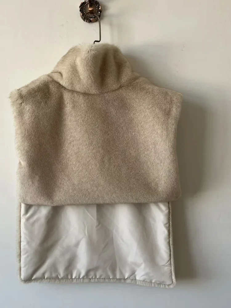 Autumn Winter Turtleneck Eco Mink Fur Tank Tops Sleeveless Jacket Coat New Fashion Faux Fur Sable Vest Crop Top