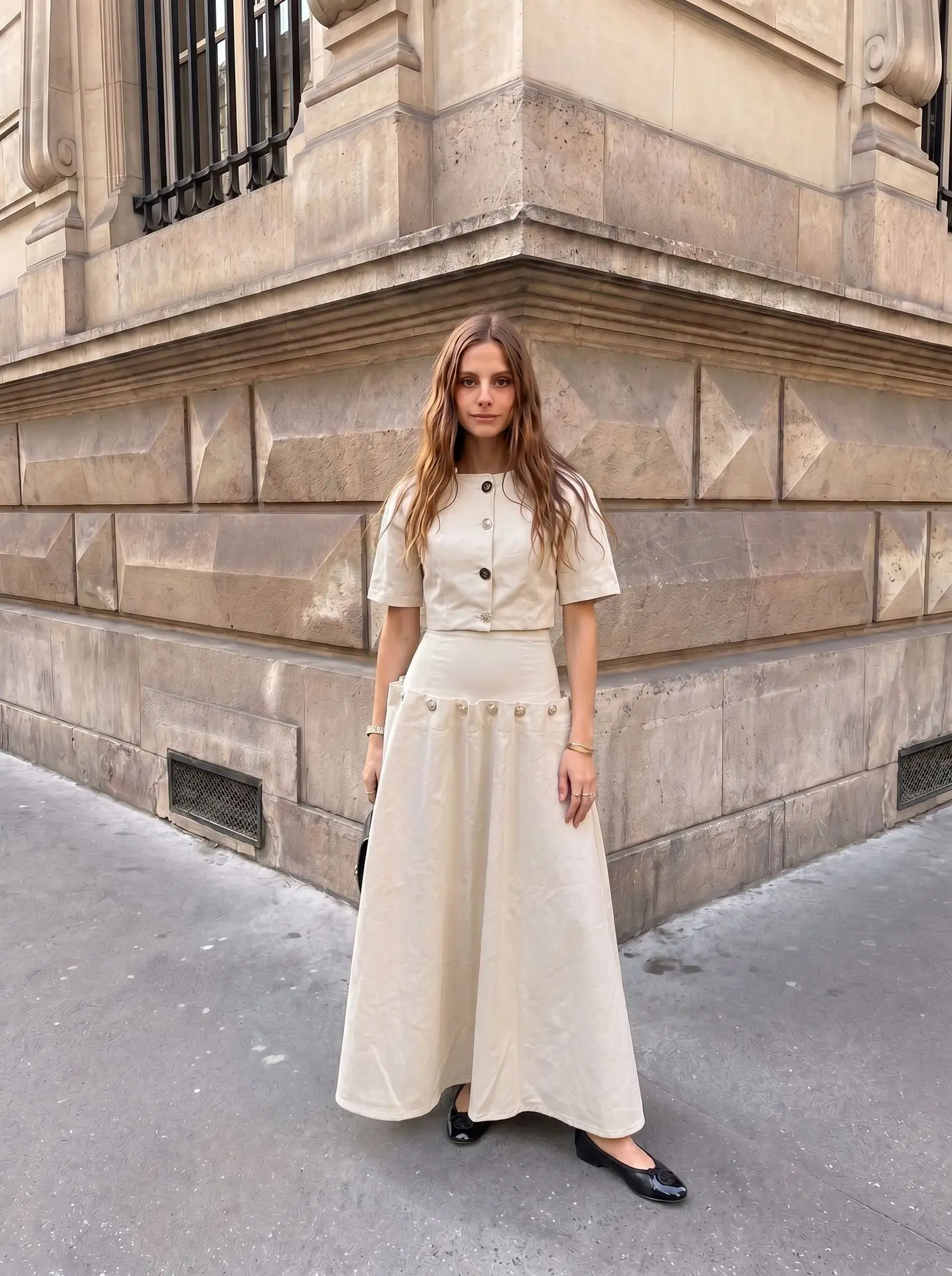 Summer 2026 Women's Fashion Casual Denim Set Skirt with Unique Metal Button Strap Trendy And Stylish